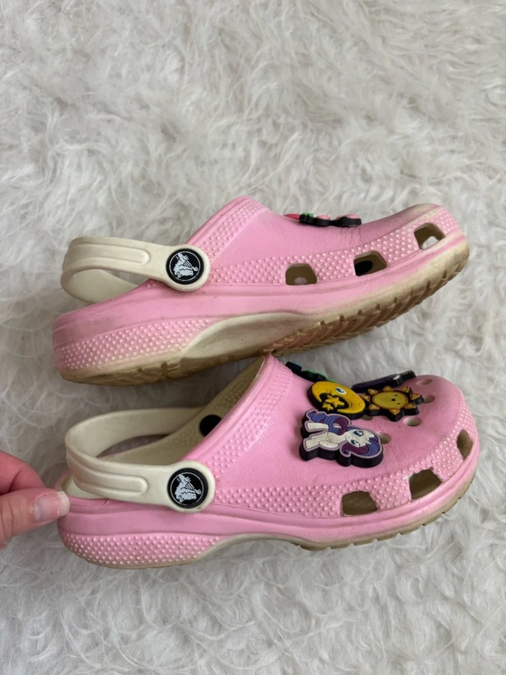 CROCS Kids Pink Slip-On Clogs with Fun Jibbitz Charms